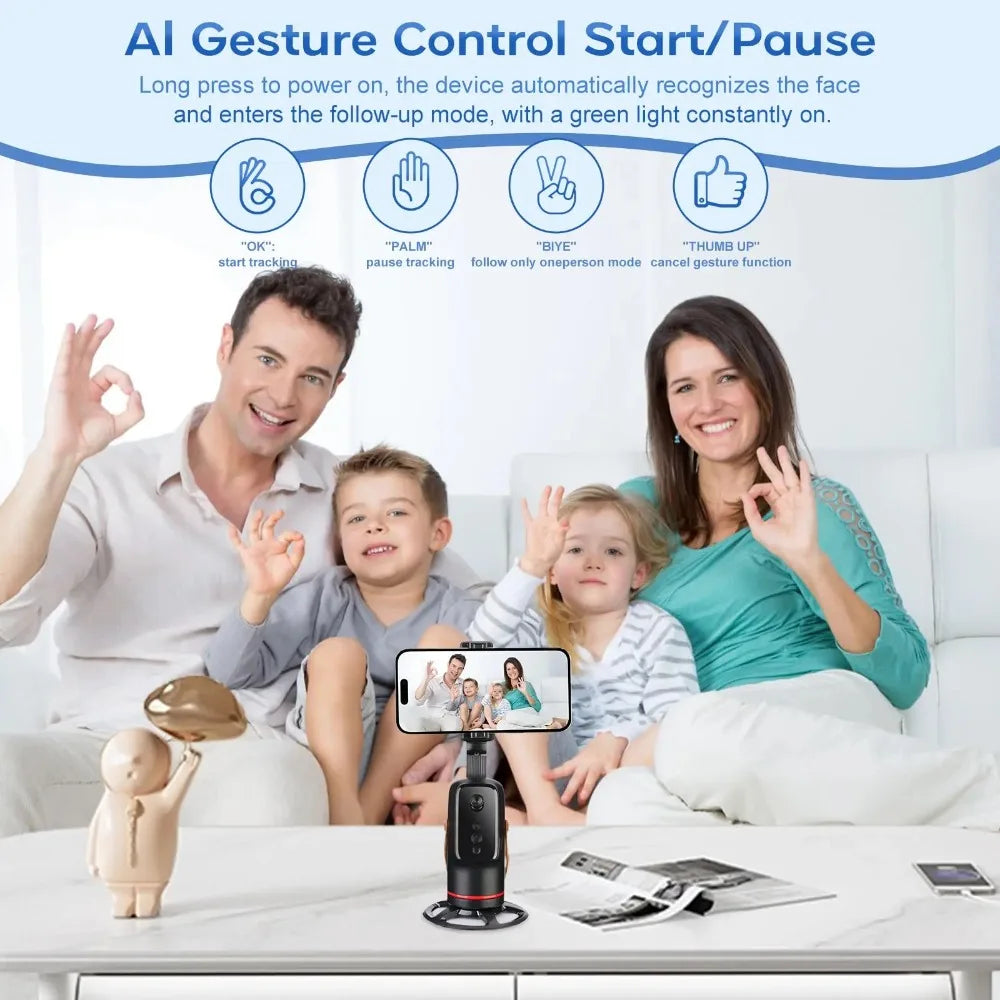 PulseFlow Gimbal - 360° Rotation, Auto Tracking, Stabilize Shots for Phone, Perfect for Vlogging & Live Streaming, Easy To Use