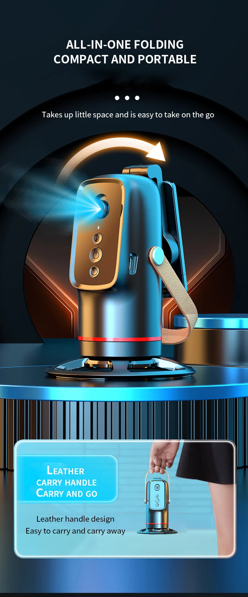 PulseFlow Gimbal - 360° Rotation, Auto Tracking, Stabilize Shots for Phone, Perfect for Vlogging & Live Streaming, Easy To Use