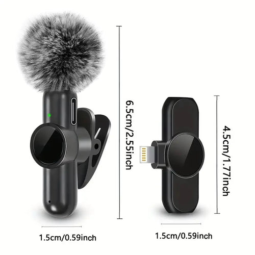 PulseMic Pro. Wireless Microphone With Windproof Cover Audio Video Recording Mini Mic For iPhone Android Mobile Phone Microphone