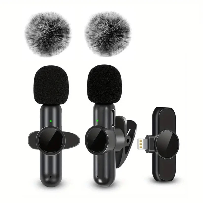 PulseMic Pro. Wireless Microphone With Windproof Cover Audio Video Recording Mini Mic For iPhone Android Mobile Phone Microphone