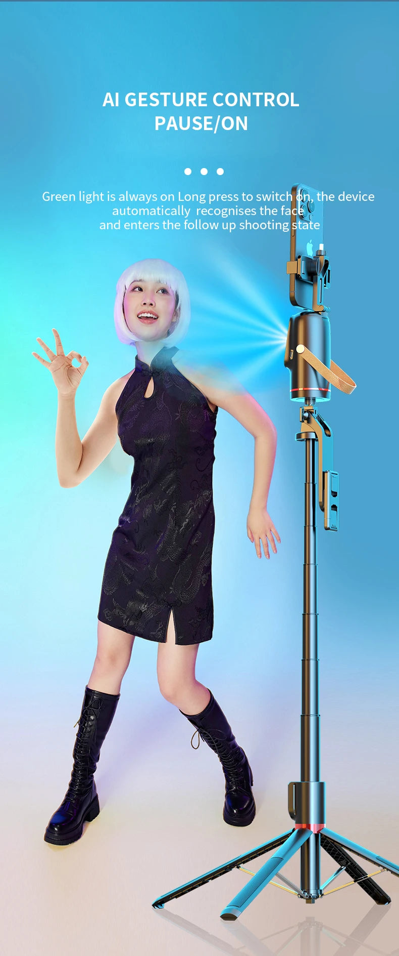 PulseFlow Gimbal - 360° Rotation, Auto Tracking, Stabilize Shots for Phone, Perfect for Vlogging & Live Streaming, Easy To Use